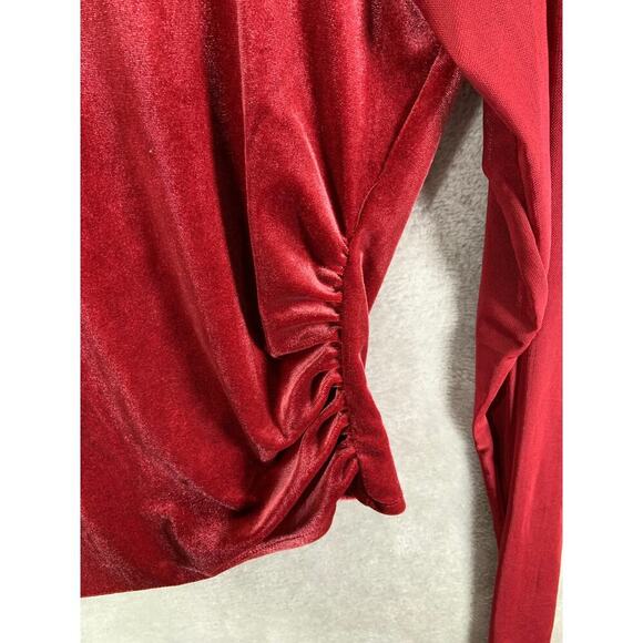 Sheer Velvet Top Women's Large Deep Red Mesh Cropped Whimsigoth Fairy Baddie - Picture 4 of 8